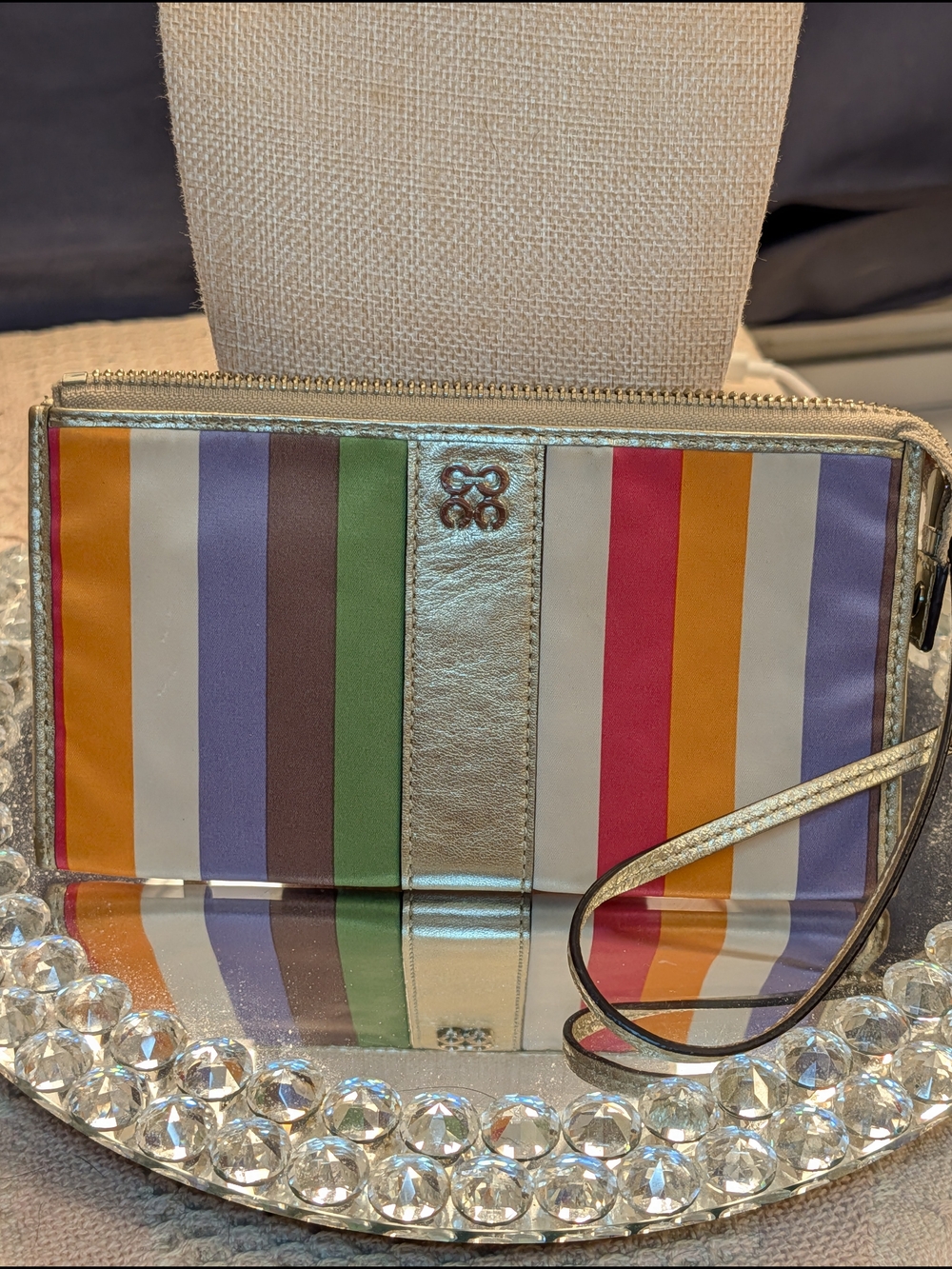 Coach Julia Legacy Multicolor Striped Wristlet with Gold Accent EUC
